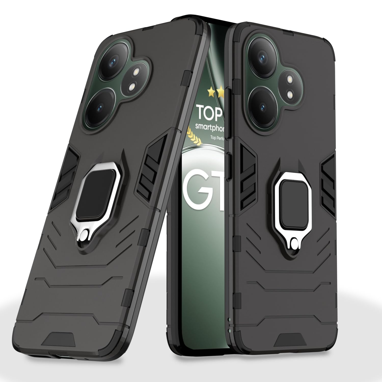 Pikkme D5 Tough Armor Back Cover | 360 Protection Case | Ring Holder Stand Bumper Case for Realme GT 6T 5G / GT Neo 6 SE 5G (Black) (B0D9W9Q5JZ) Amazon Price History, Amazon Price Tracker