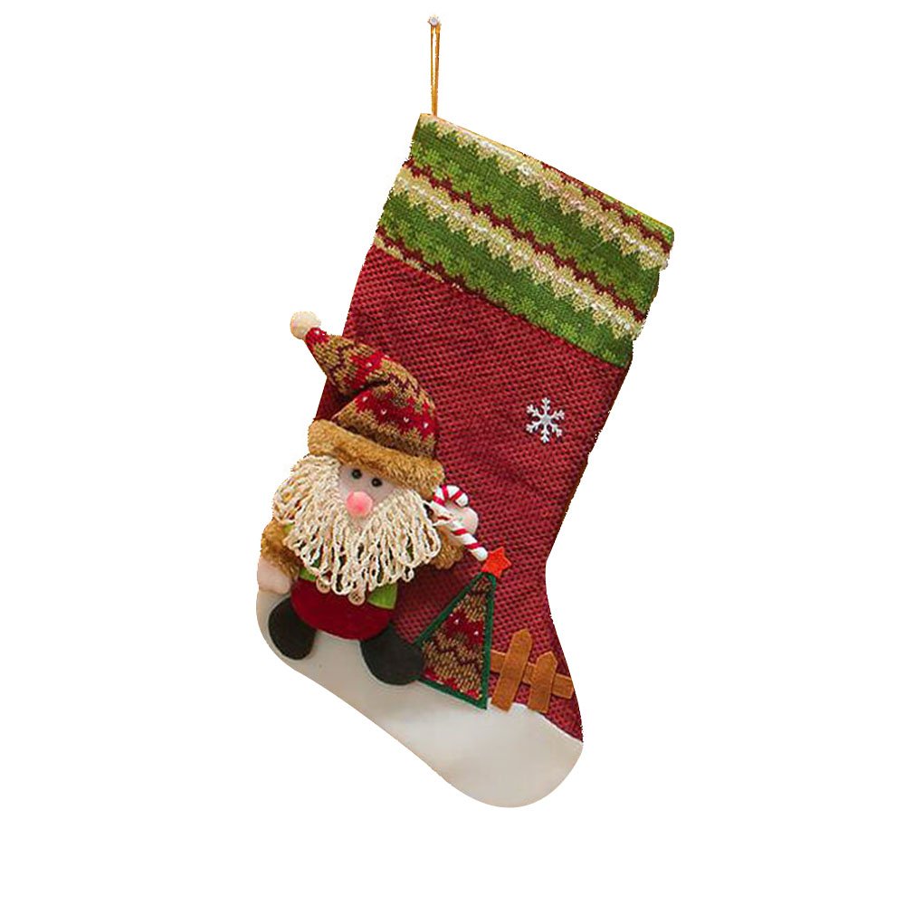 Christmas Tree Decoration Ornament, Set of 3 Styles Christmas Stockings, Personalized Xmas Stockings 17. 7"x11.0"x7.9" (45*28*20cm) (Santa stocking)
