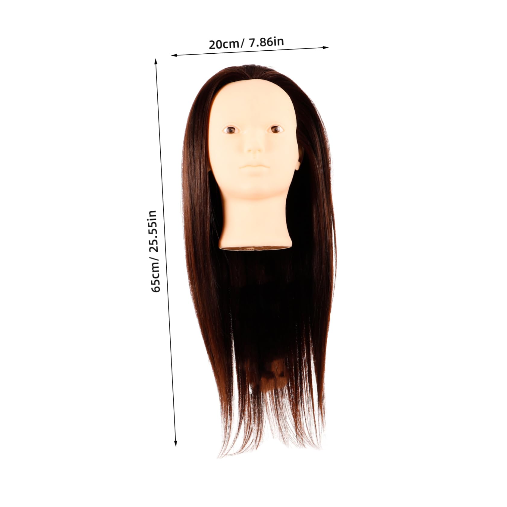 VICASKY Übungskopf Echthaar 60cm Kosmetik Mannequinkopf Braun aus Hochtemperaturfaser und Kunststoff zum Flechten Stylen und Locken im Salon oder Hause