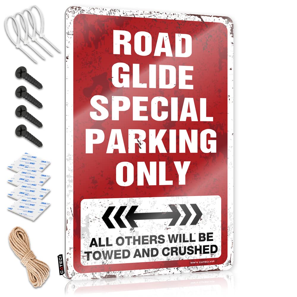 Fzfn Men's Colour Tin Metal Sign Backyard Bar Decor Wall Decor | Road Glide Special Parking Only Aesthetic For Retiret Home(30X40cm)