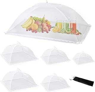 6 Pack Food Cover Food Tent Set, 4 Mix Size with Carry Bag(40x24* 1, 17x17* 2, 14x14* 2, 12x12* 1), Collapsible Pop Up Mesh Food Covers for Picnic, Camping, Outdoor Activities & Home Use