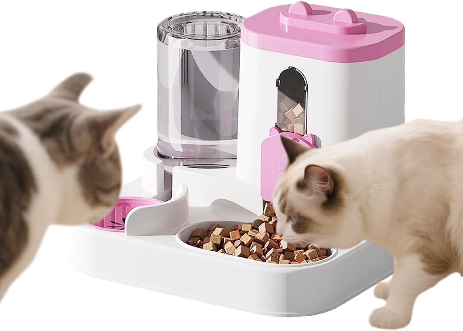 Mangeoire petits animaux automatique distributeur eau et croquettes rose