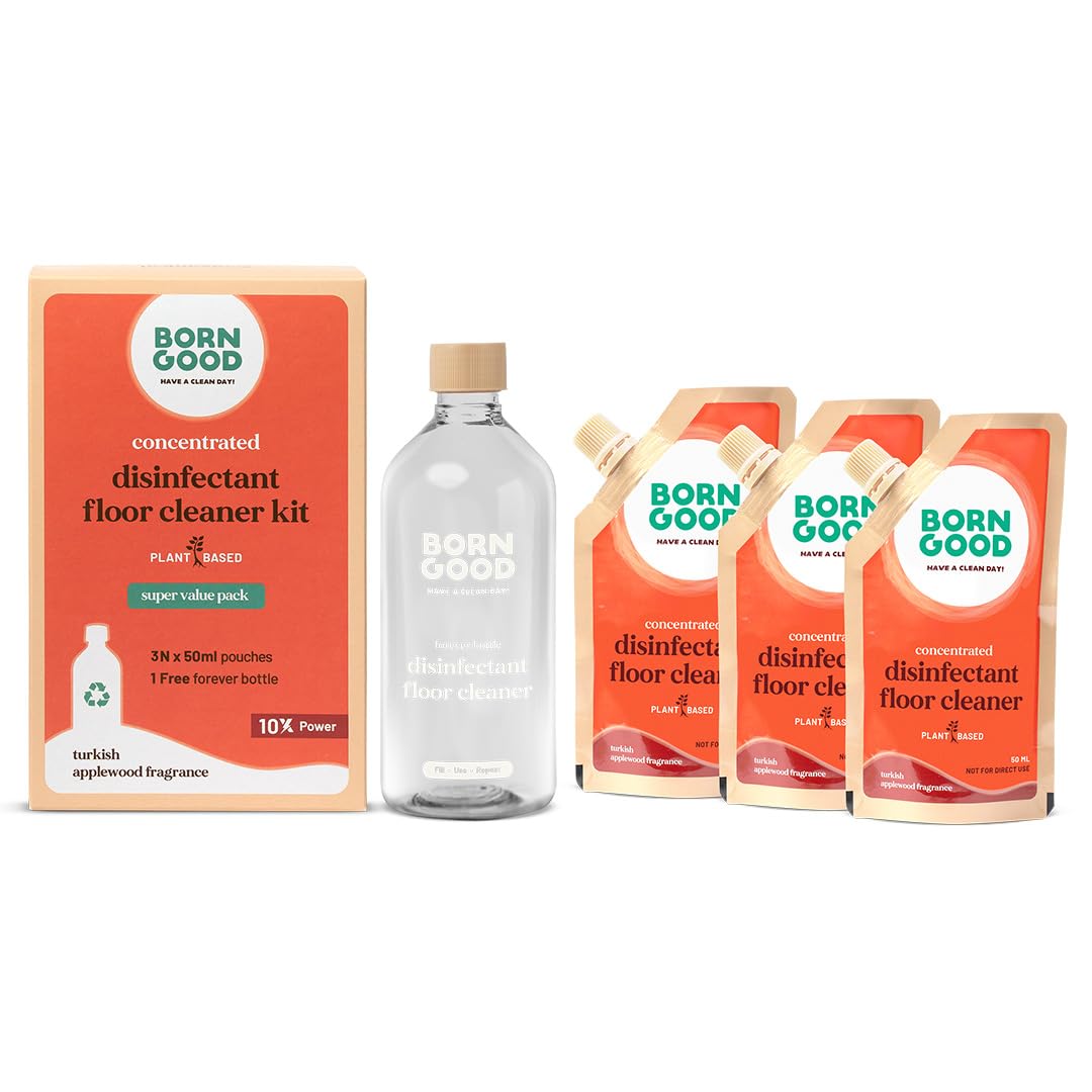 Disinfectant Floor Cleaner Concentrate 1.5L Bottle Pack | 1 Pouch 50ml = 500ml Floor cleaner | Kid & Pet Safe | Safe for All Floors | No Toxic Chemicals | Hypoallergenic Fragrance
