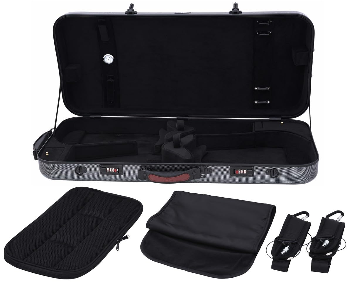 Doppelkoffer für Geige 4/4, Bratsche 36-43 Fiberglass Hybrid Point Schwarz M-case