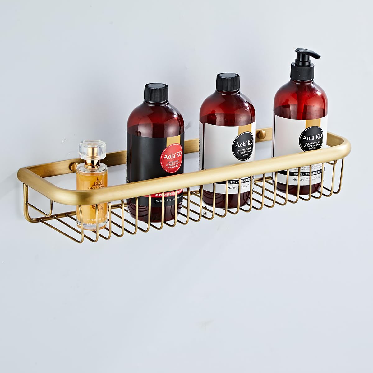 Hoinerus Antique Brass Bathroom Shelf Shower Organizer Caddy Wall Mounted Shampoo Holder Basket