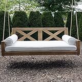 Malvern Twin Wood Porch Swing Bed in Oak Stain, Amish Handcrafted Daybed Style Swing