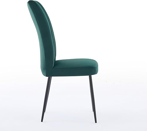 Miniatura 7 de Set of 2 Adjustable Foot Stud Dining Chairs with Green Velvet Upholstery, Minimalist Design for Kitchen Restaurant Table & Chair Sets Desk Chair