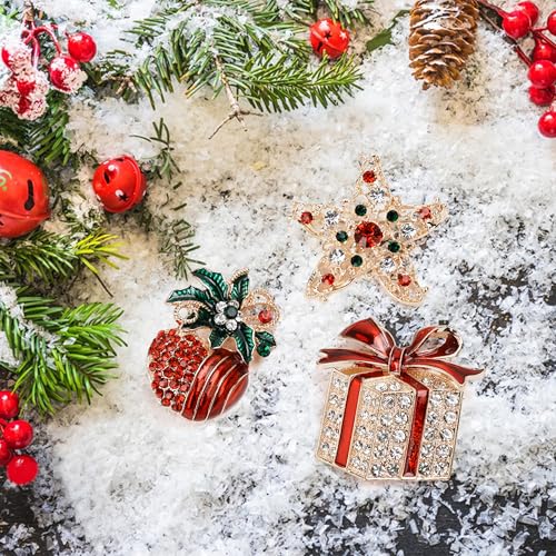 Image of Qenk 12PCS Christmas Pins and Brooches for Women, Christmas Brooch Set
