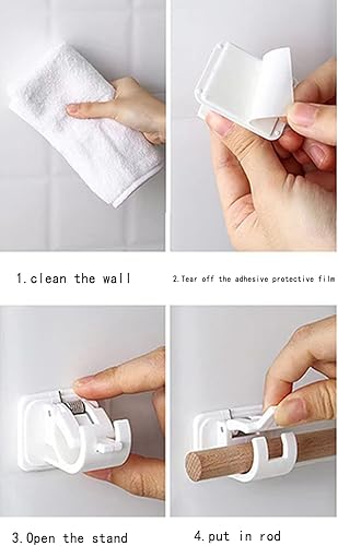 Miniatura 8 de 4 soportes para barra de cortina, ganchos autoadhesivos para barra de cortina que se adaptan a barras de cortina de 0.6 a 1.5 pulgadas, ganchos para