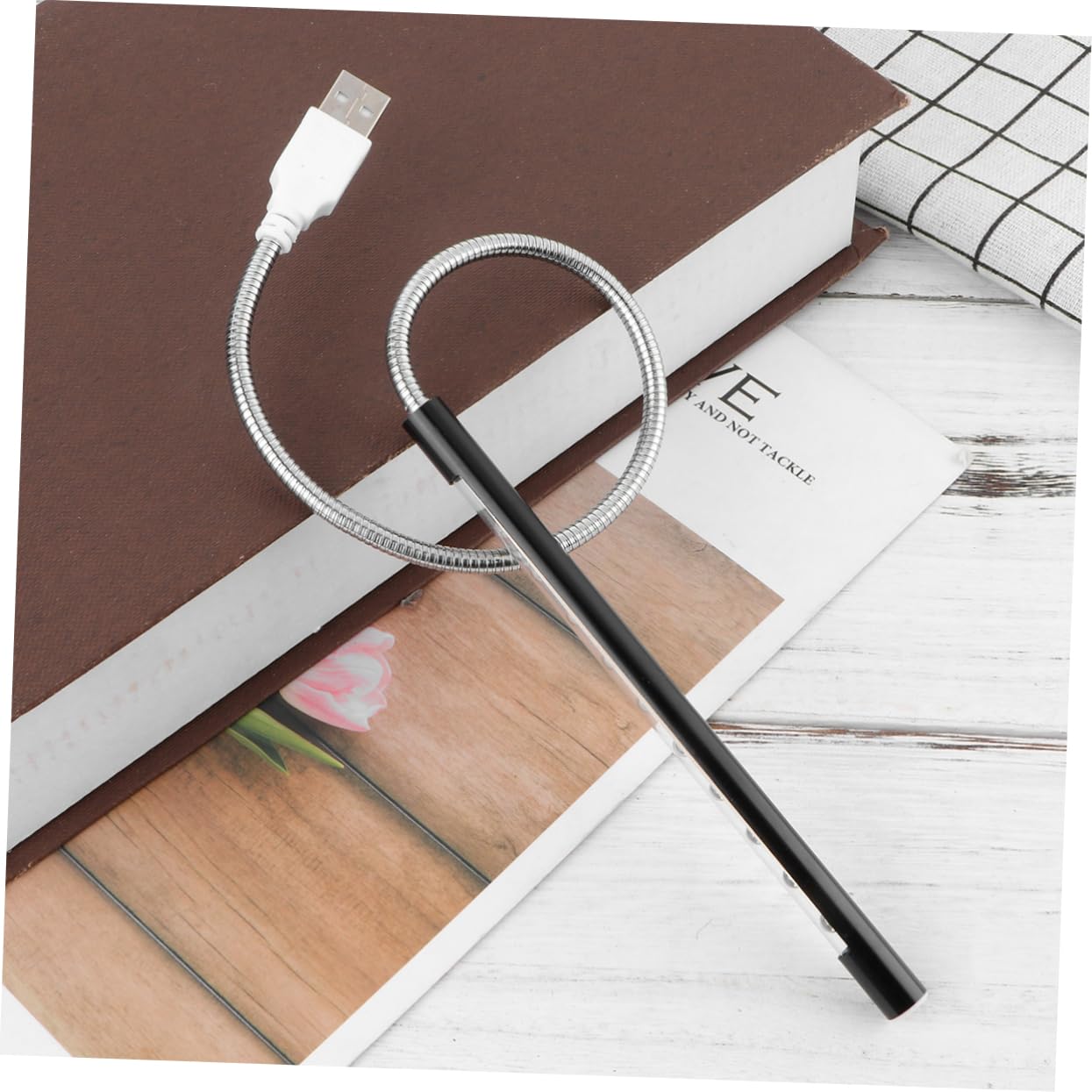 HOMSFOU USB Led Night Lamp Brightness Eye-Caring Table Lamp Neck Portable USB Light for Bedside Desk and Laptop Use Black