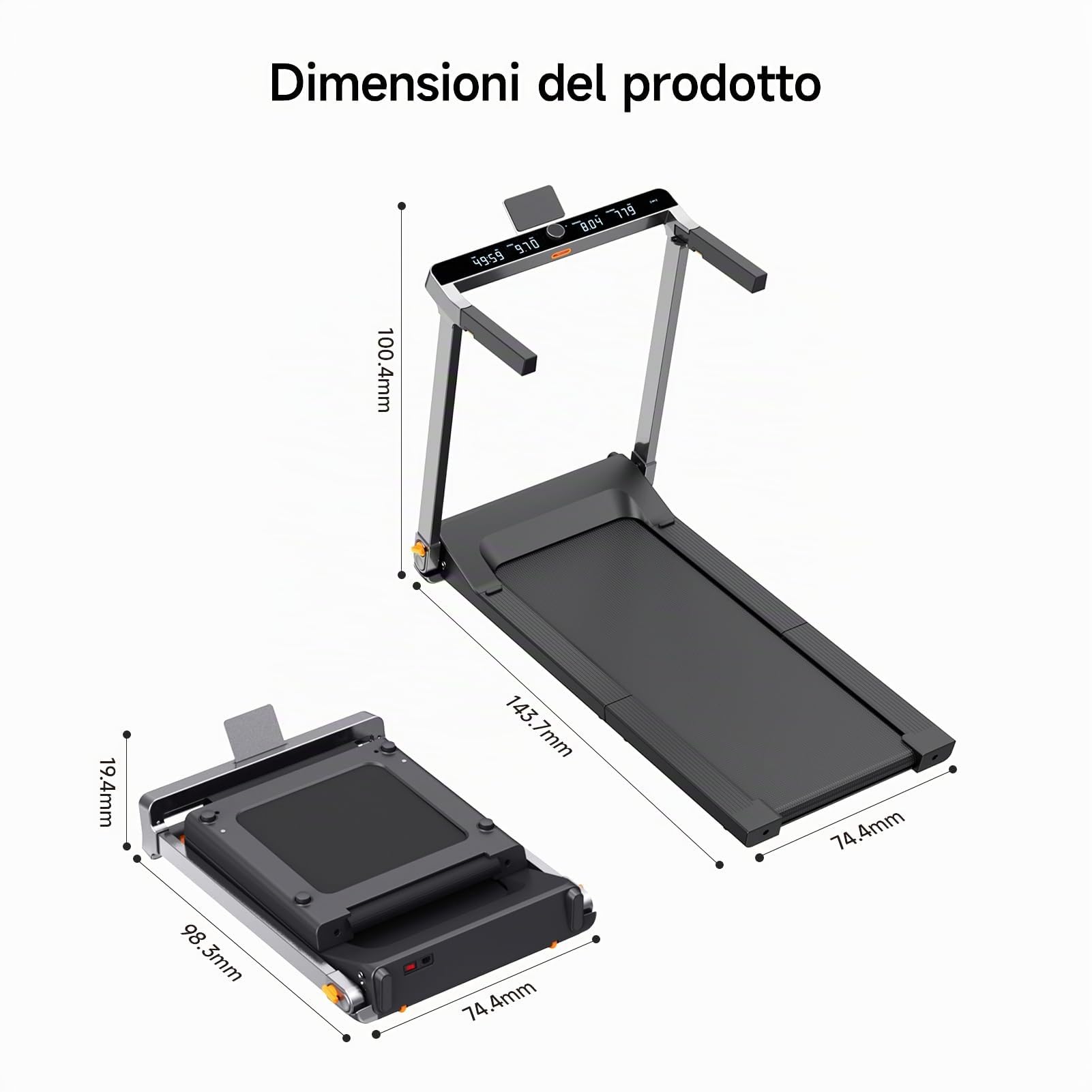 WalkingPad Tapis Roulant G1 Treadmill per Casa, Doppio Pieghevole, 1-12 km/h, App e Display LED HD, Tapis Roulant Elettrico Pieghevole Nessun Montaggio Richiesto