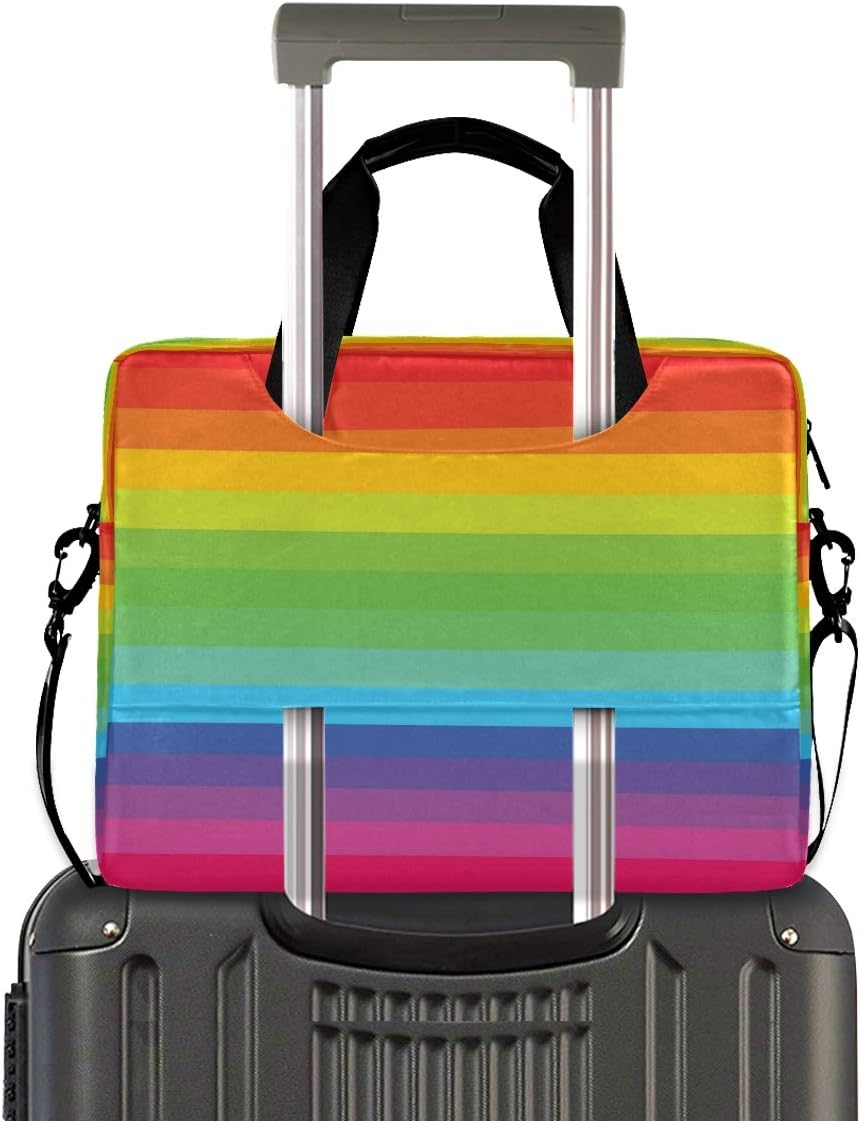 Laptop Bag Rainbow Stripe Art Painting Laptop Sleeves Case for 13 14 15.6 Inch Computer Tablet Briefcases Carrying Case Shoulder Bag for Work