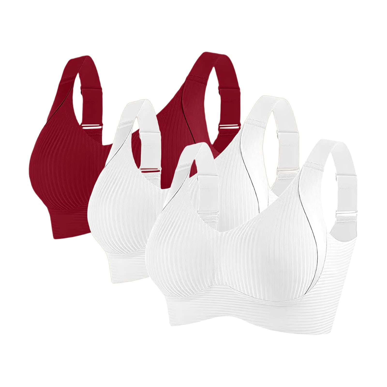 Reggiseni Comfort da Donna UK Sport Push Up Senza Cuciture Confezione da 3 Wireless a Costine Grandi Seni Cadenti Top da Donna Anziani Sport Support Lift Reggiseno Morbido Regolabile Comfort ad Alto