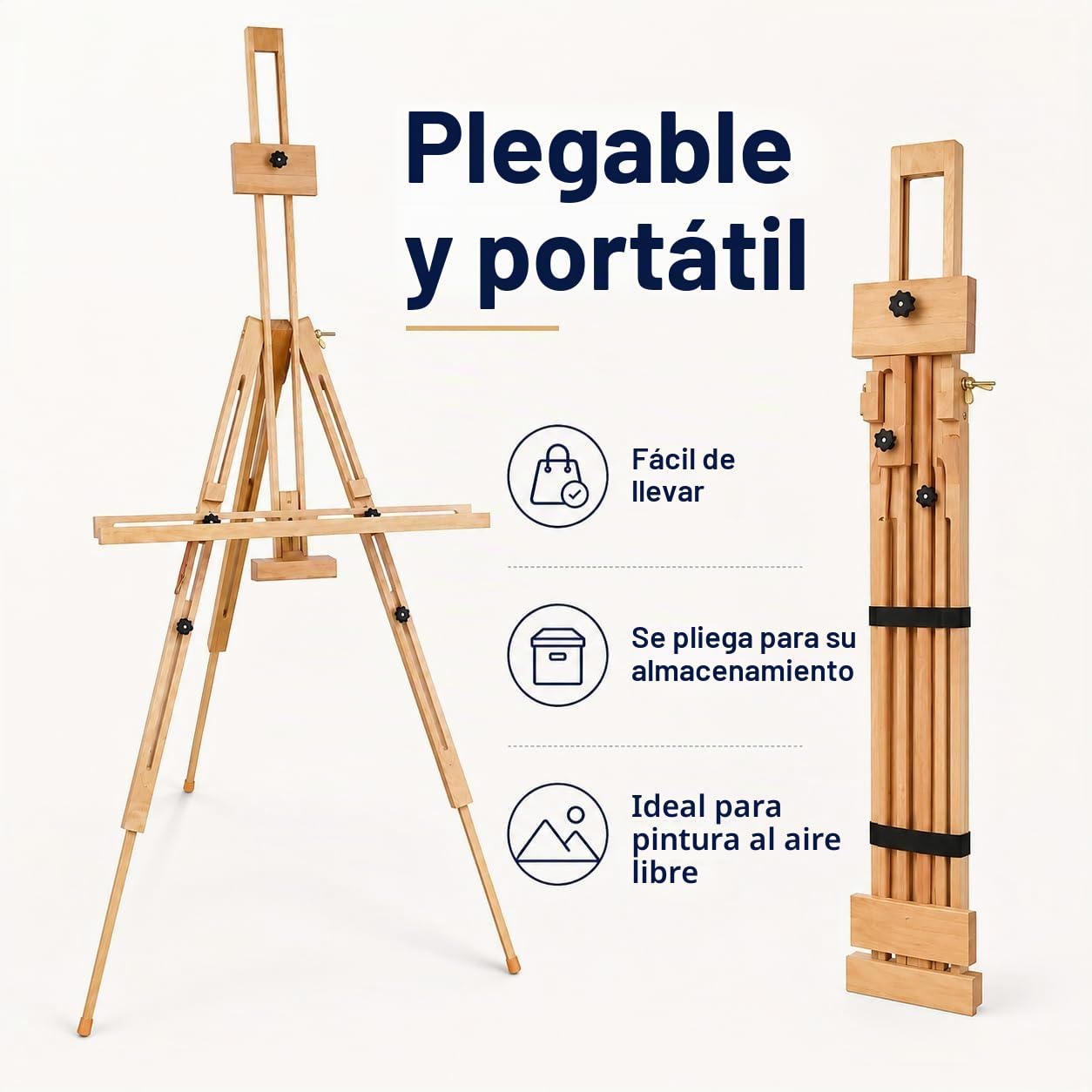 EXERZ Caballete de Dibujo Portátil, Caballete Trípode Altura Ajustable (130-191 cm) de Madera de Haya - Ideal para Artistas, Pintura y Uso en Exterior