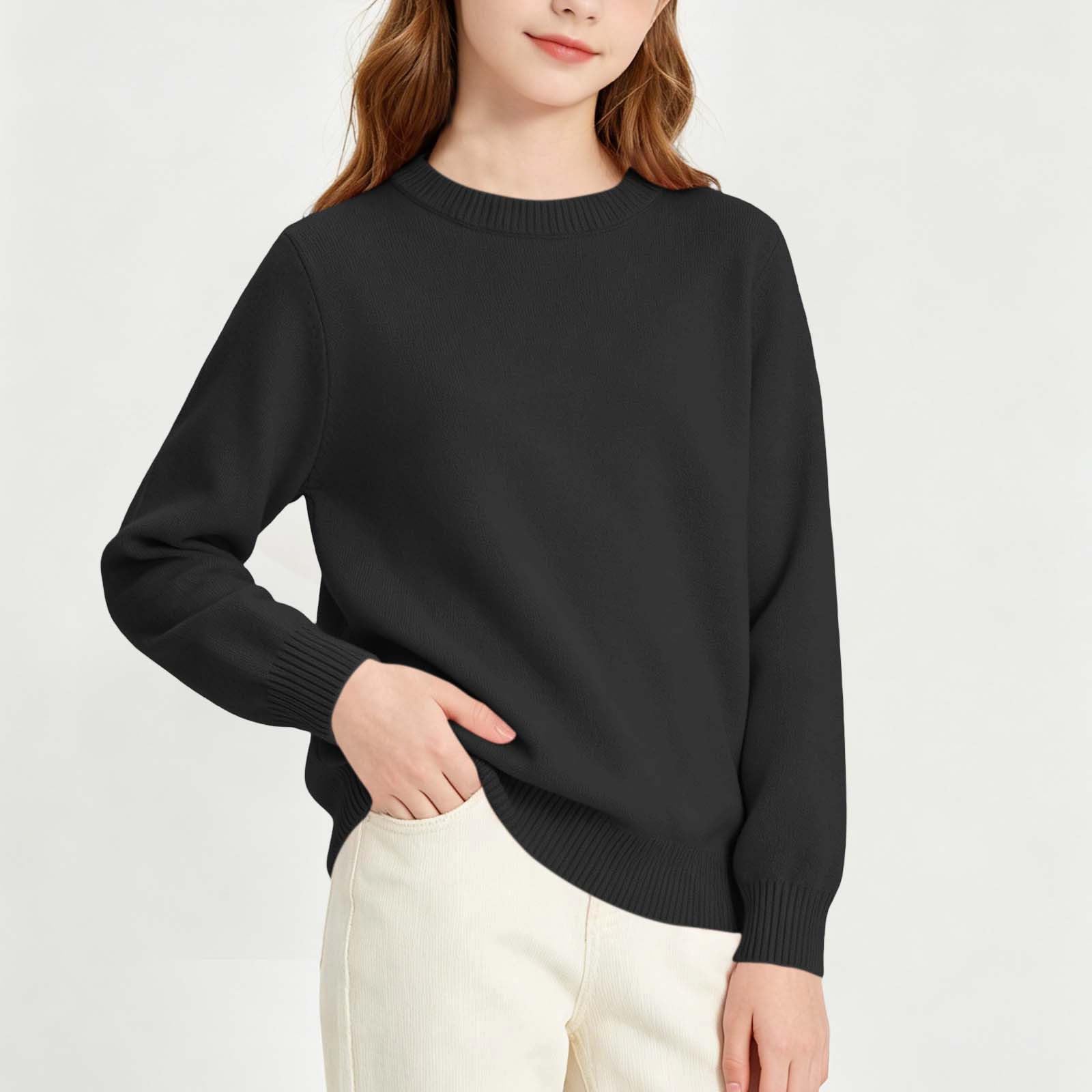 Bambini Maglione a Maglia Pullover Collo Alto Felpa in Cotone | a Manica Lunga Felpe, Leggero Comodo Tops, Scollo Rotondo Giacca, Autunno Inverno Maglietta, Casual Tinta Unita Sweatshirt