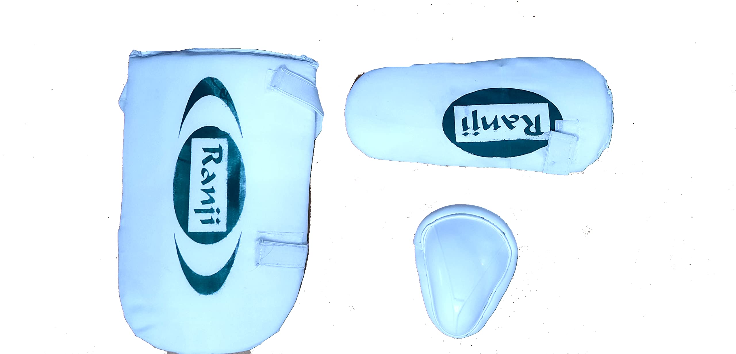 SPORTSHOLIOC®Ranji Cricket Thigh Elbow Abdominal Guard Set Free Size White Color for Cricket-image-16