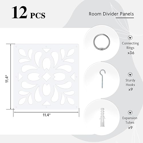 Miniatura 2 de Boshen 12 piezas de divisor de habitación colgante, panel de pantalla de pared, paneles divisores de habitación, divisor de pantalla de privacidad,