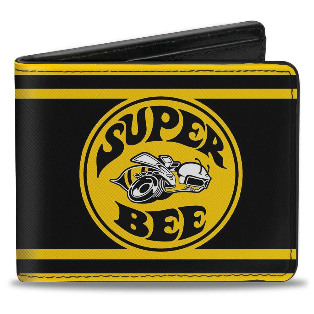 Buckle-Down Men's PU Bifold Wallet-Super BEE Logo/Stripes Black/Yellow, Multicolor, 4.0" x 3.5", Multicolor, 4.0" x 3.5", Buckle-down Pu Bifold Wallet - Super Bee Logo/Stripes Black/Yellow