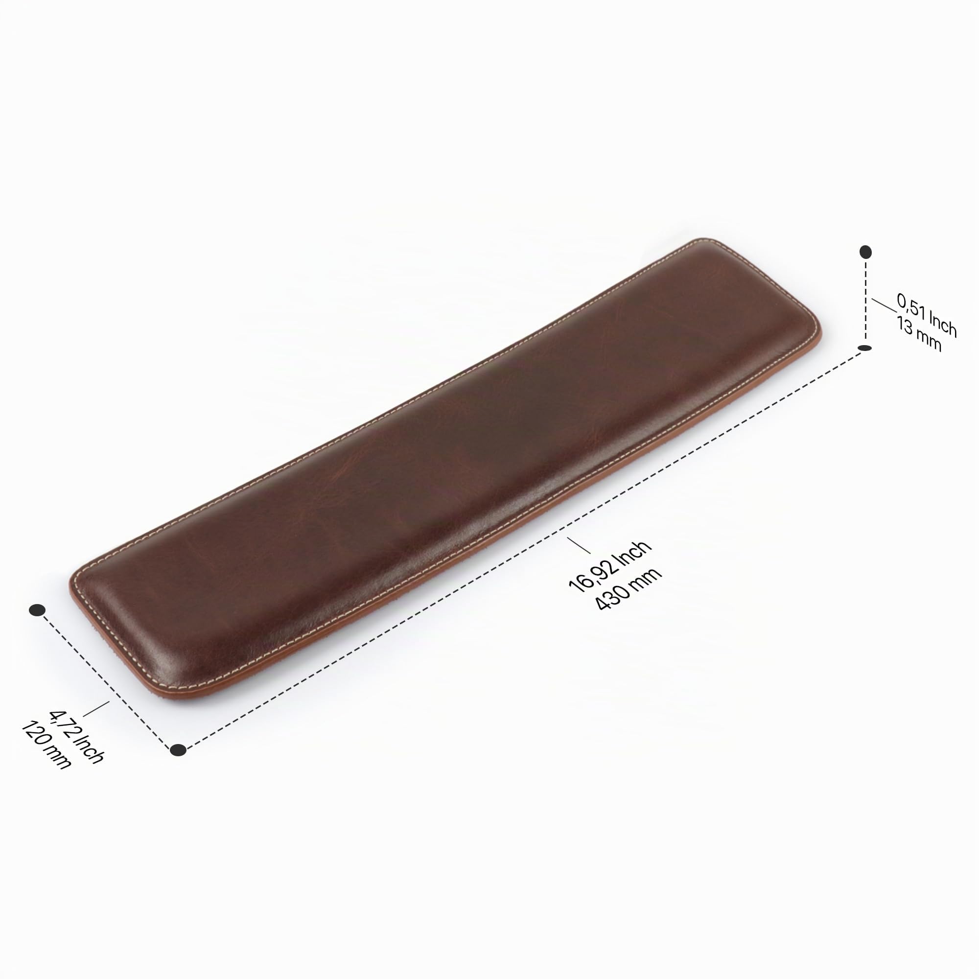 Londo Echtes Leder Tastaturpad - Premium Ergonomische Unterstützung für Komfortables Tippen bei der Arbeit und zu Hause (Braun, Groß)