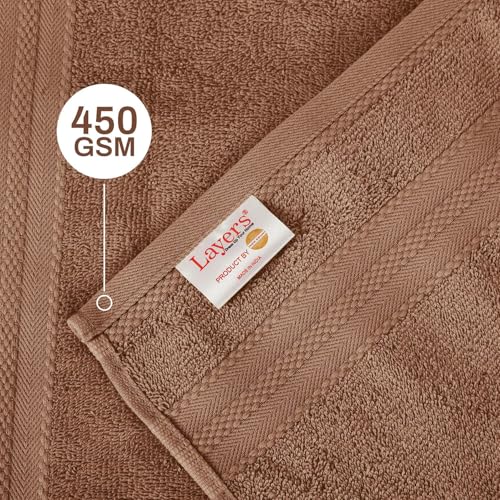 Image of Layers 100% Cotton Face Towels | 450 GSM Soft & Highly Absorbent | Aqua Plush Collection | Pack of 12 Super Soft Towels for Men & Women | 30 x 30 cm - Brown