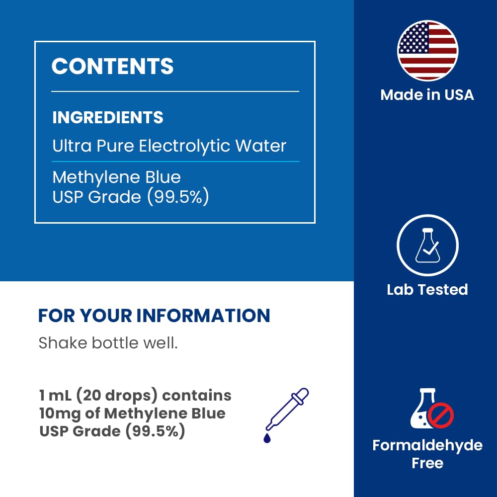 Methylene Blue Pharmaceutical Grade 2oz - Made in USA - Balanced Electrolytic 1% Solution - USP Grade, No Formaldehyde, No Alcohol, 3rd Party Tested — Amazon image 4
