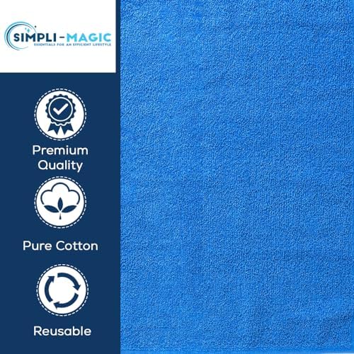 Image of Simpli-Magic Cotton Hand Towels 16 inchx27 inch (12 Pack) - Soft Towels for Bathroom, Kitchen, Salon & Gym (Blue)