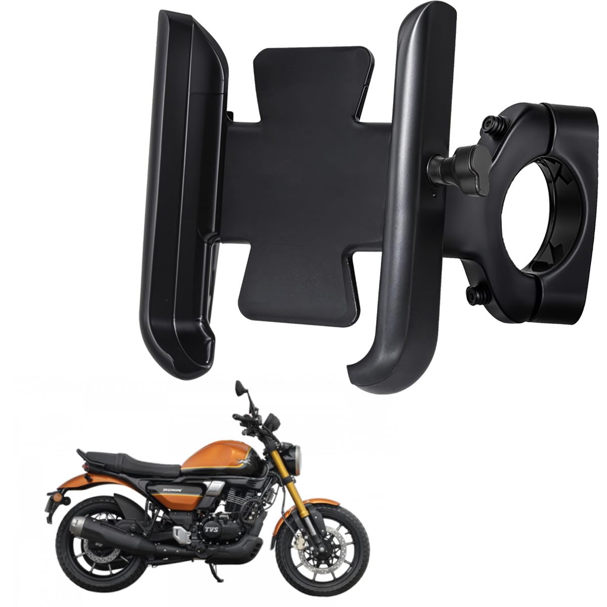 WHIPONE CNC Metal Bike Mobile Holder Compatible for TVS Ronin, 360° Rotation Phone Mount Cradle for Bicycle & Motorcycle, Handlebar for All Smartphones, Anti-Slip, Full Grip (Black)-picture-23