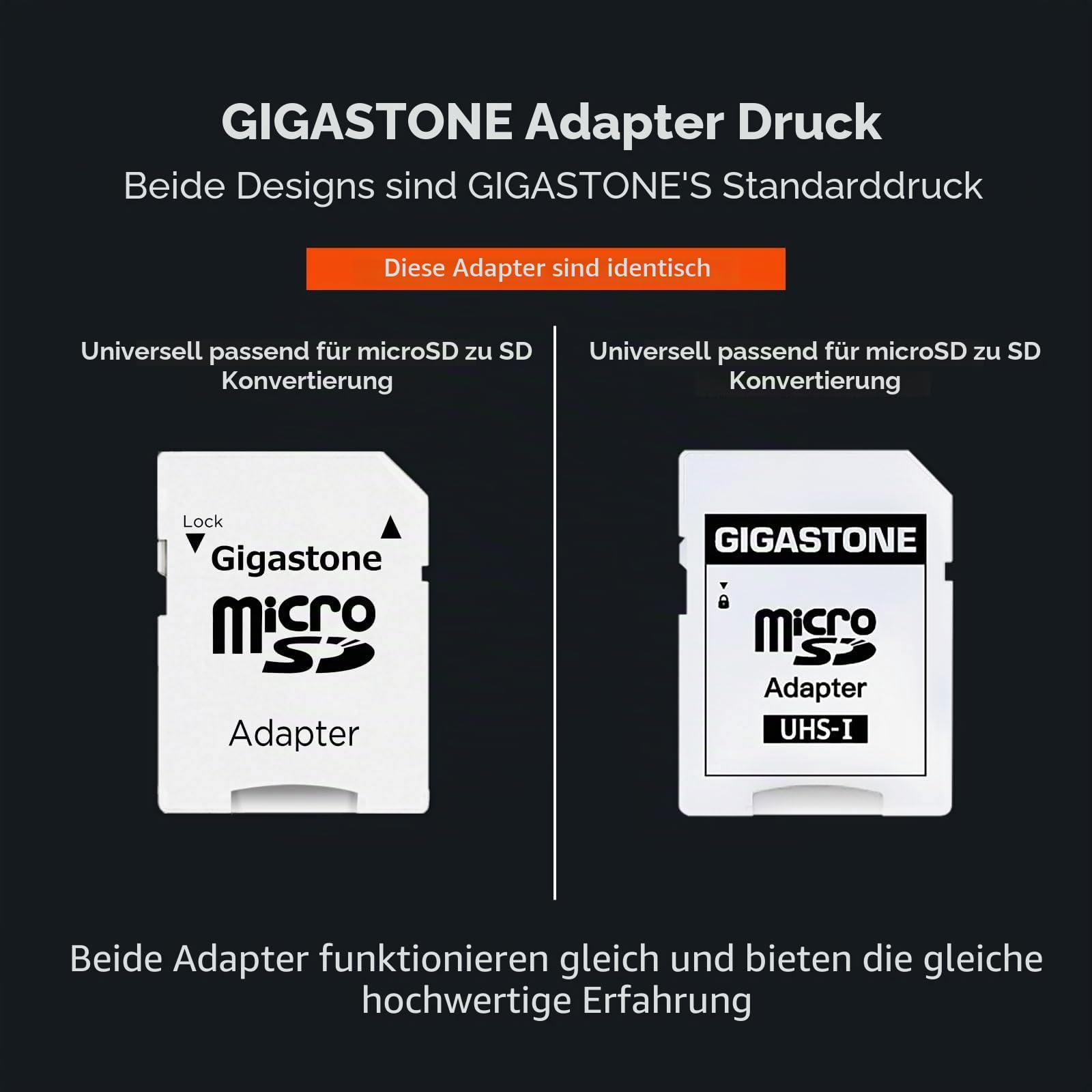 Gigastone 128GB MicroSDXC Speicherkarte A1 U3 C10 4K UHD + SD-Adapter