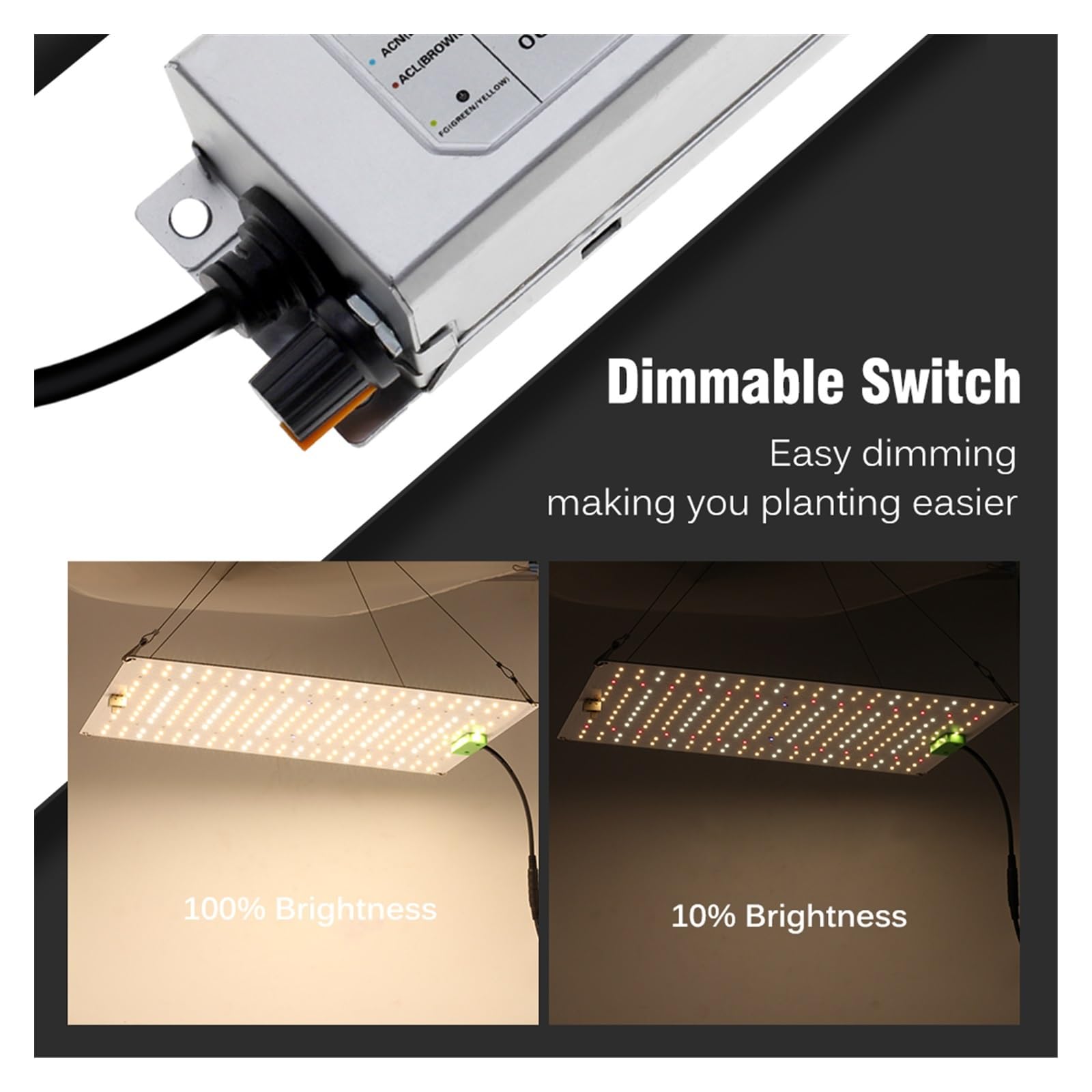 Luces de Cultivo, 1000W Full Spectrum LED Grow Light Sunlike Grow Lamp LM281B for invernadero Crecimiento de plantas Iluminación regulable(QBK1500Plus)