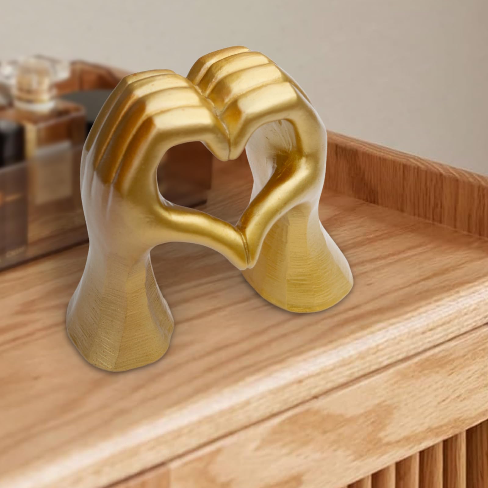 Escultura de manos de corazón para decoración de sala de estar, estatua estética de amor dorado para decoraciones de boda, regalos de despedida de soltera y regalos de cumpleaños