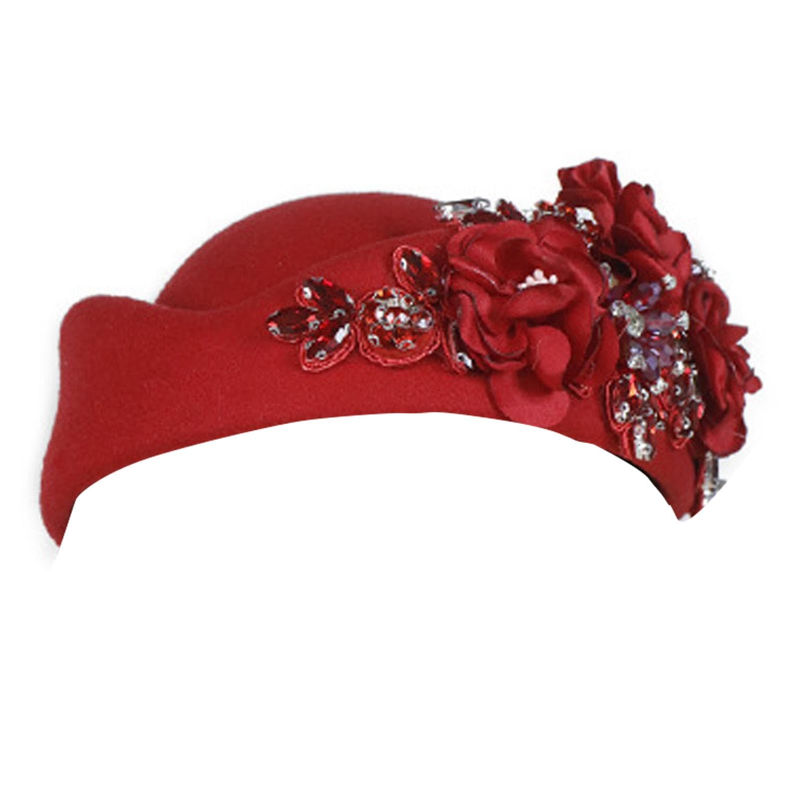 MICFENY Vintage Aircrew Berets With Embellished Design Soft Fabric Unisex Headwear Lightweight 11 Color