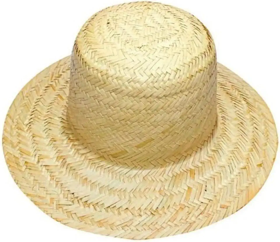 Chapéu de Palha Festa Junina Adulto, Estilo Brasília, 34 cm, Natural