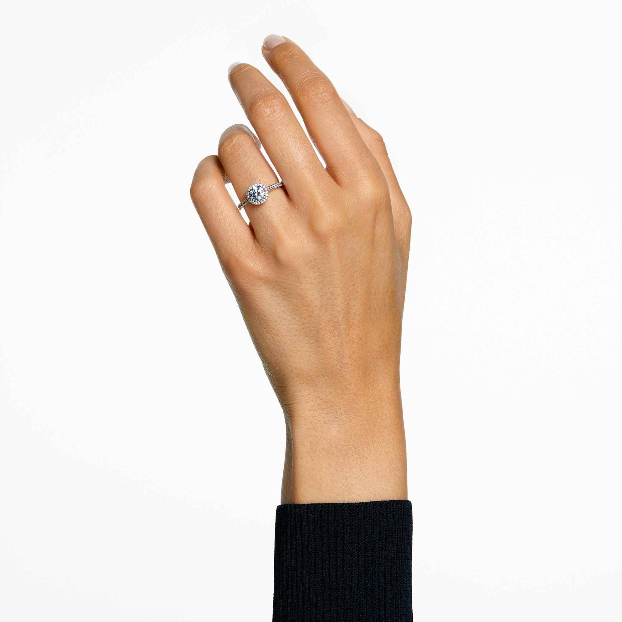 Swarovski Una Angelic Collezione bague, taille ronde, blanc, finition ton argenté
