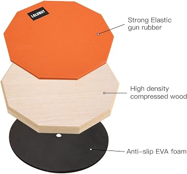 Dumb Drum Practice Pad,2-sided Silent Practice Pad Soft Rubber Wooden Base Stand with Solid Wood Drum Sticks (8 inch-Orange)