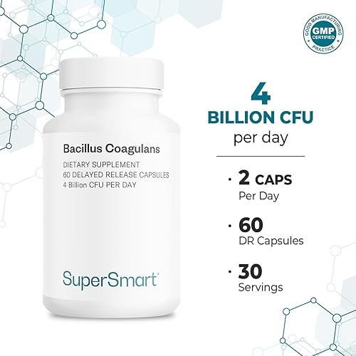 Miniatura 5 de Supersmart Bacillus Coagulans Probiótico 4 mil millones de UFC por día (alta absorción) - Suplemento Lactobacillus Sporogenes  Sin OMG y sin gluten
