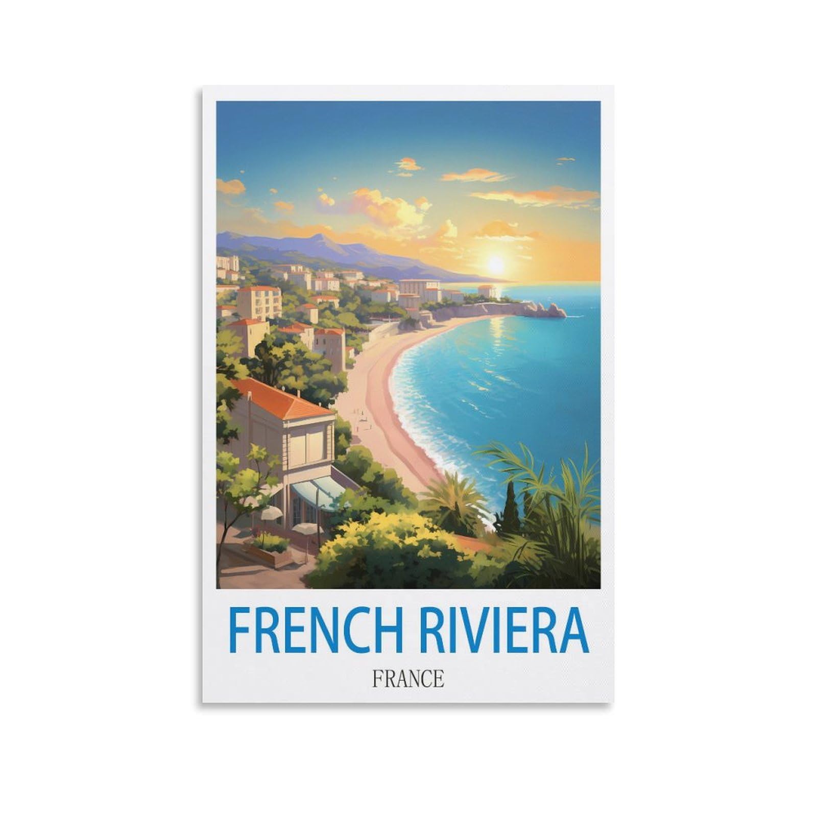 Fzyuen Unframe-Style French Riviera France Vintage Travel Posters 24X36inch(60X90cm) Canvas Wall Art Prints For Wall Decor Room Decor Bedroom Decor
