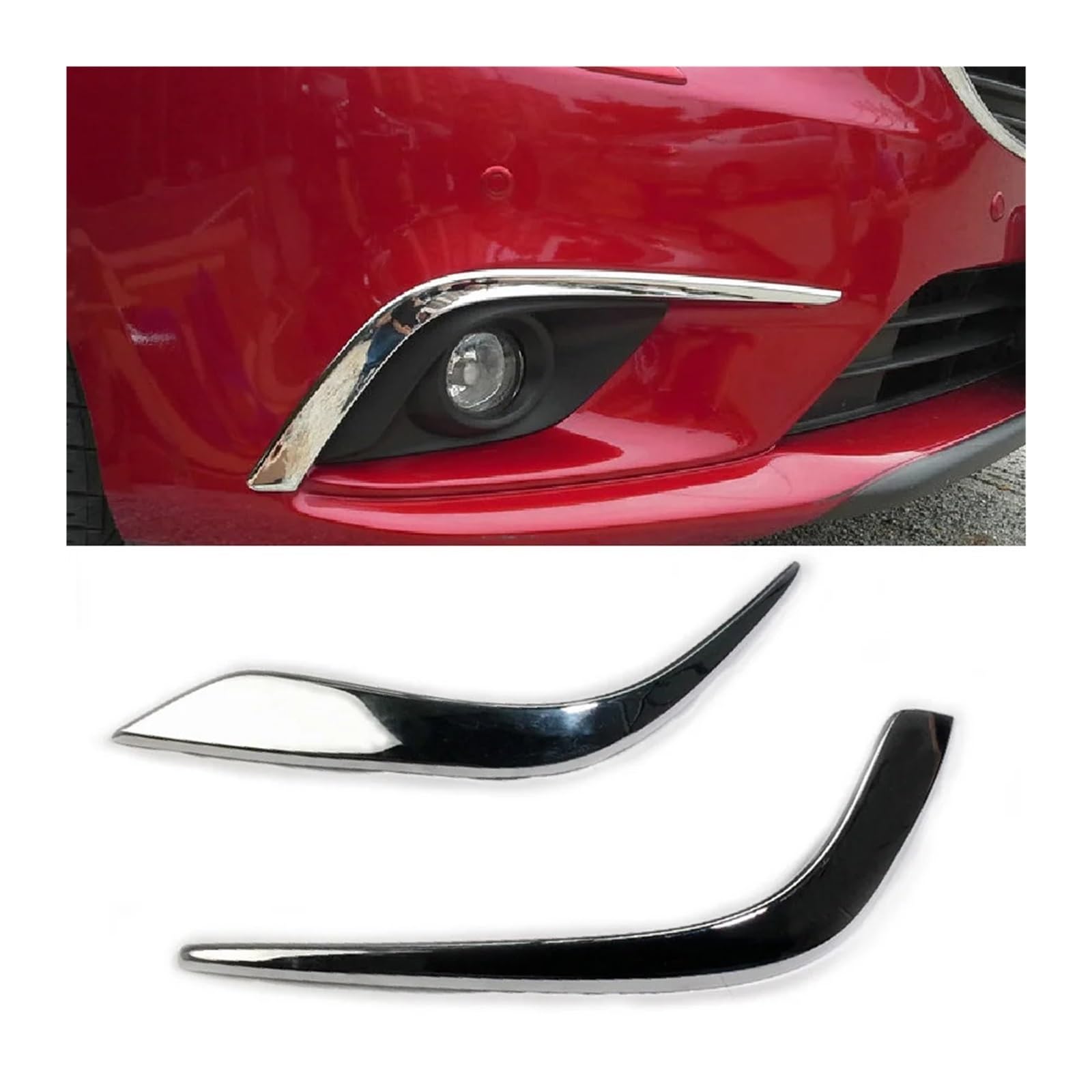 Fxfupo One Color 2X Front Fog Light Lamp Eyelid Eyebrow Garnish Foglight Trim Sticker Compatible For Mazda Atenza 6 M6 2013 2014 2015 2016