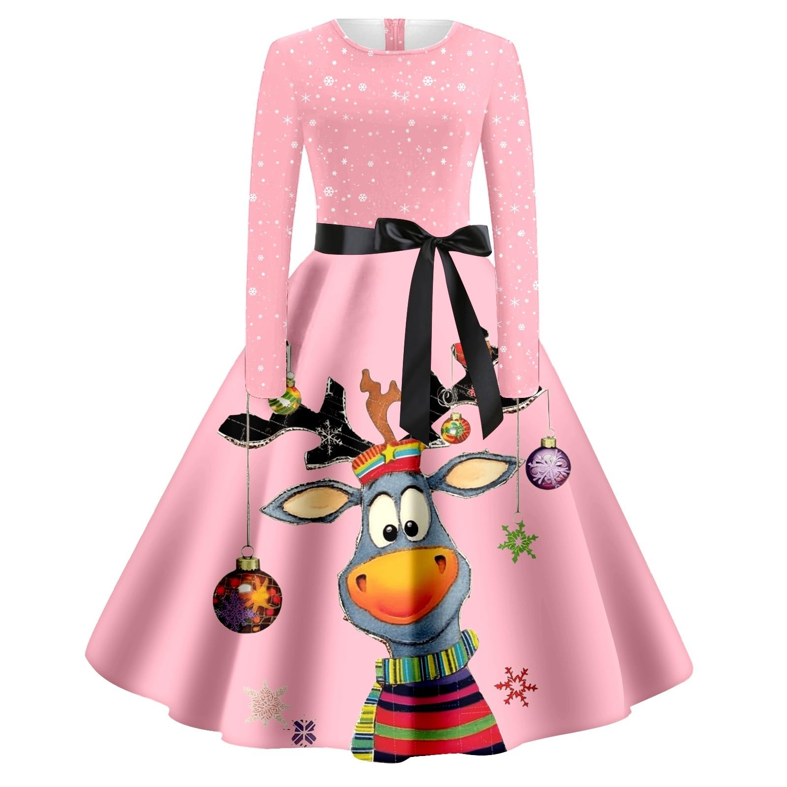 2026 décontractée Femme à imprimé Floral Manches Longues col Rond Coupe trapèze Ceinture nouée élégante pour fêtes Occasions Quotidiennes et Sorties Automne Hiver