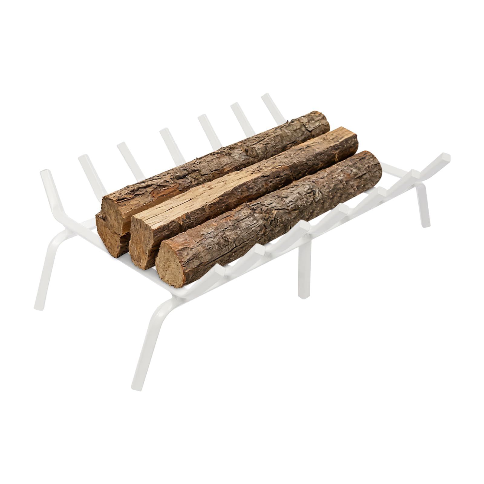 24 * 11,6 * 7,5 Zoll Feuerroste für Kamin,bis 110,23 lbs,Robuster Kaminrost für Holzscheite aus Kohlenstoffstahl,Kaminholz-Brennrost-Halter für Holzofen,Innen-/Außen-Feuerstelle Familientreffen(Weiß)