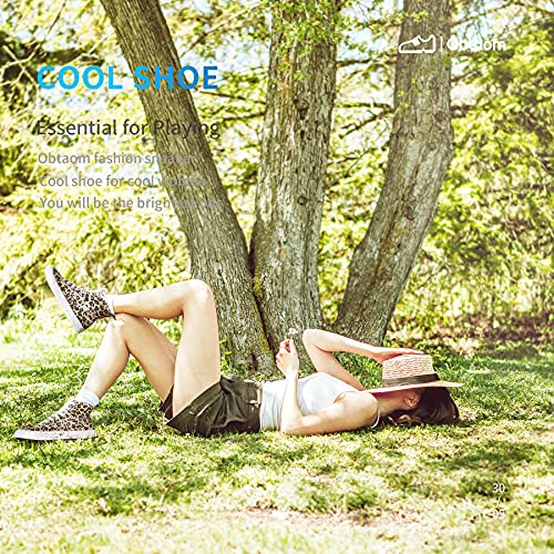 Obtaom Women High Top Canvas Sneaker Casual Mid Fashion Walking Shoe Comfortable Memory Foam Hi Skate Shoes（Leopard Us5） #TOP7