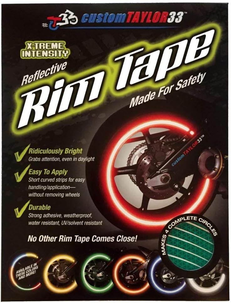 customTAYLOR33 (All Vehicles Green High Intensity Grade Reflective Copyrighted Safety Rim Tapes (Must Select Your Rim Size), 20" (TIRE Size, for Bicycles/E-Bikes)