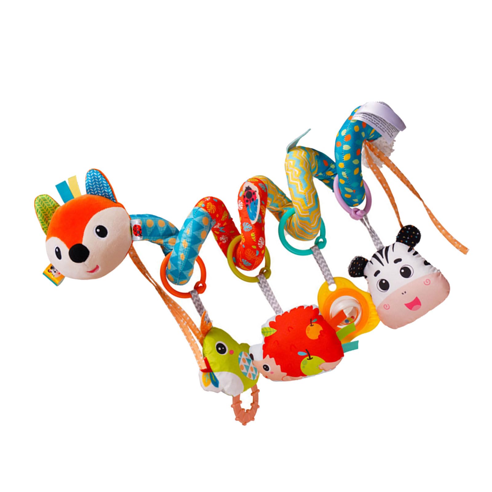LLUJIAXI Soft Plush Animal Stroller Crib Hanging Rattle Toy For Infant Stroller And Crib with Teether Spirals Design Teething Toy