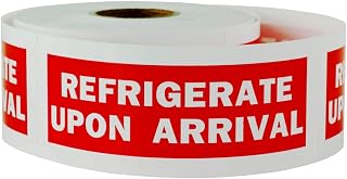 1200 Labels - 1.25 x 4 inch, REFRIGERATE Upon Arrival Labels - Self Adhesive Warning Shipping & Mailing Labels (Red - 4 Rolls)