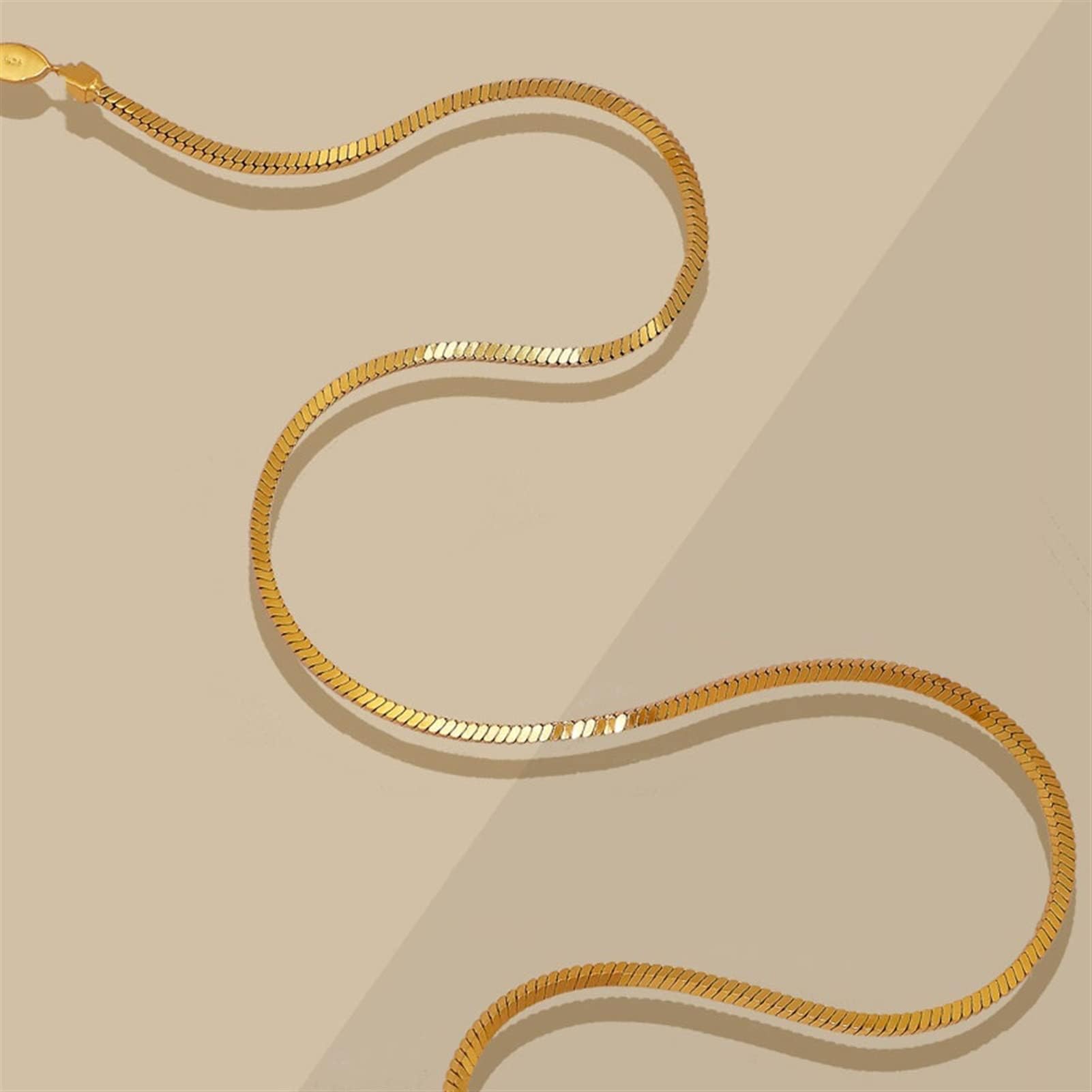 Collares colgantes Personalidad de la Cadena gruesa Cuadrado Oro Clavícula 925 Collar de plata para mujer