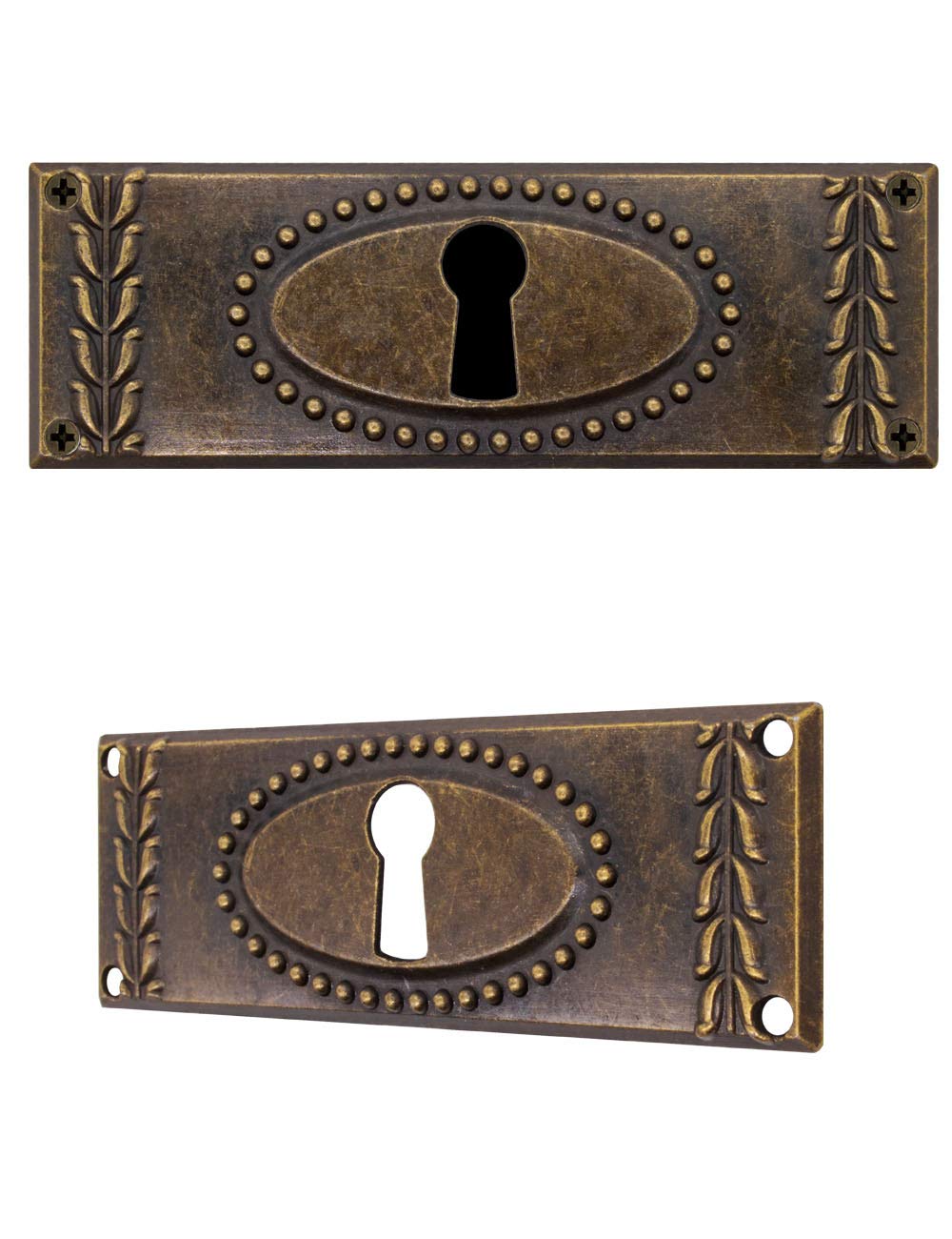 Fuxxer 6 x Targhe antiche per chiavi, rosetta per serratura, vintage in ottone, 24 x 73 mm