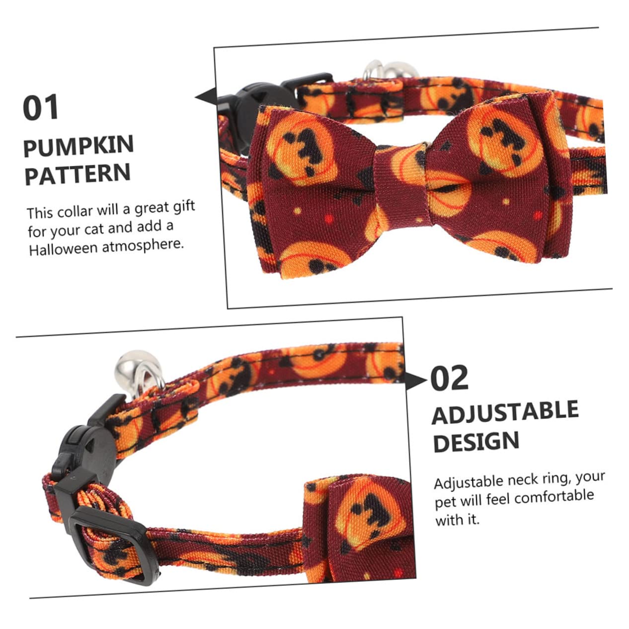 Mipcase 6stücke Halloween Katzenhalsbänder Mit Verstellbarem Design Und Glöckchen Für Partys Niedliches Zubehör Für Ihre Haustiere Varianten Böser Kürbis Und Fledermaus