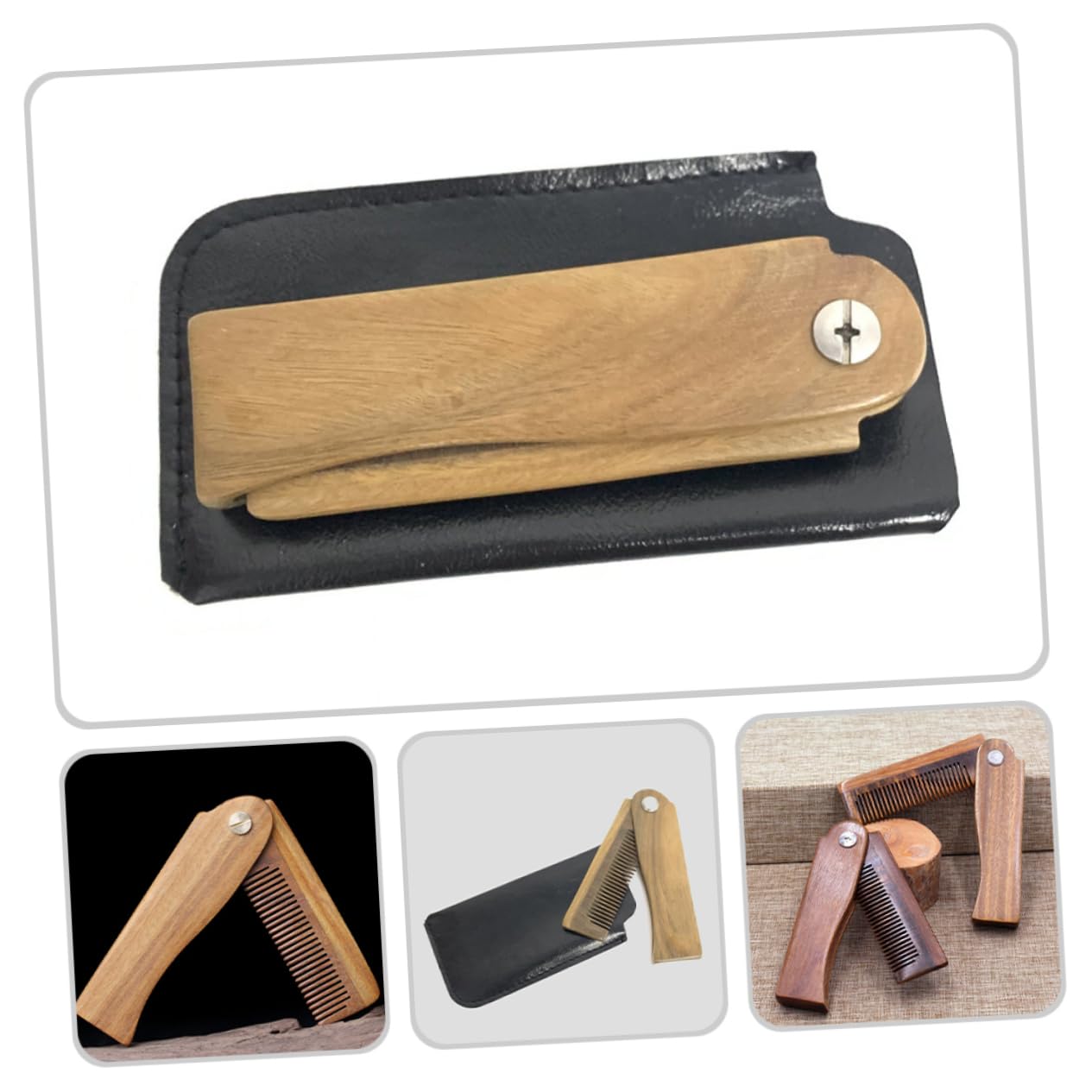Set Di 5 Pettini Per Da Uomo Formato Da Viaggio in Legno Tascabile Accessorio Per La Barba