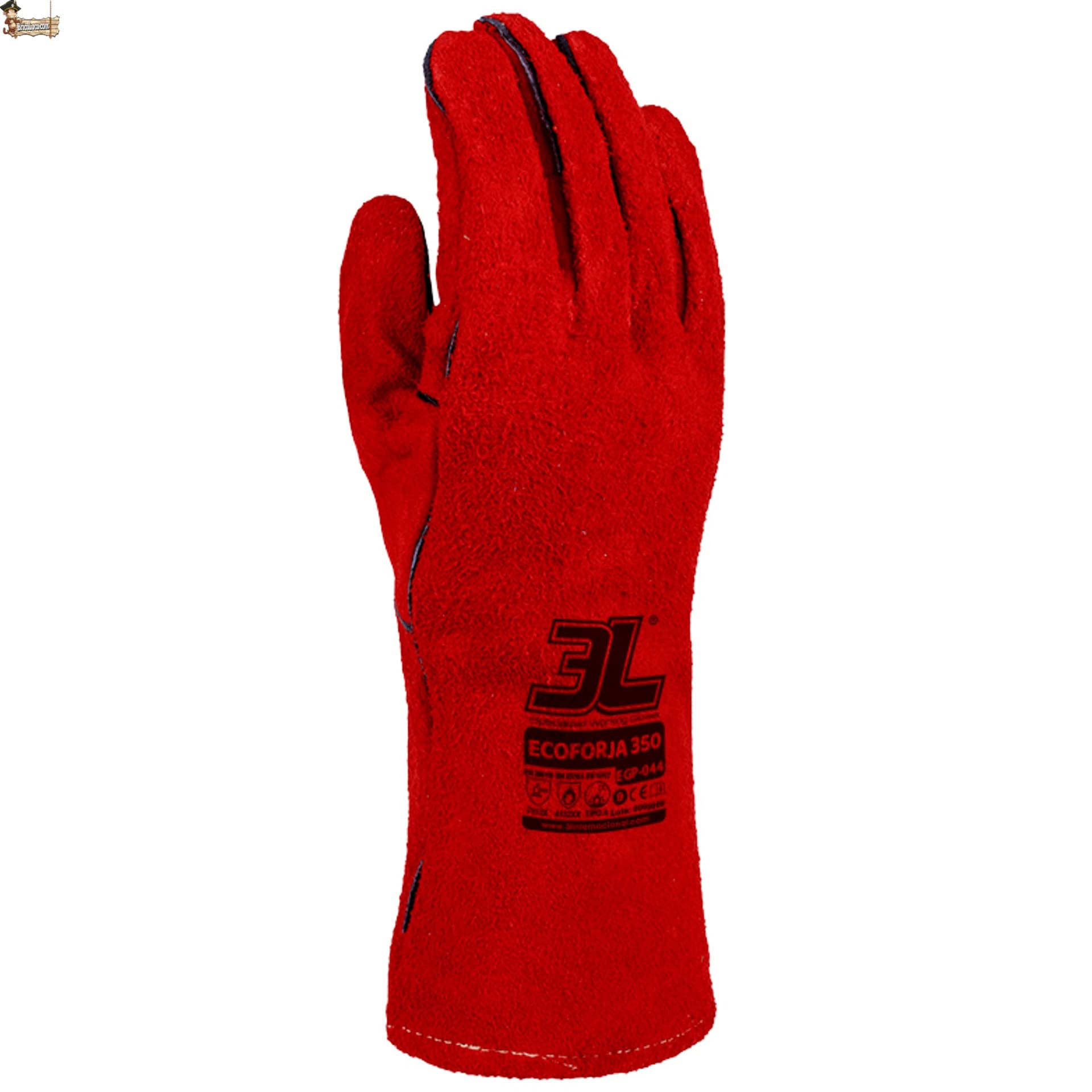 BricoLoco.com Gants de travail à souder. Soudure professionnelle électrique, fil, électrode. Longueur 350 mm. Cuir de vachette croûte de cuir. Doublés et confortables. Taille 9. (6)