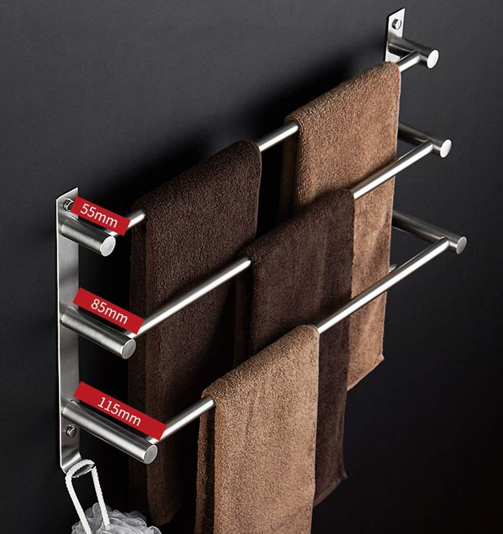 DREI-Bar-Handtuchhalter an der Wand Handtuchhalter mit Zwei U-förmigen Haken, für Küche Bad Toilette Hotelbüro 60 cm (Größe: 50 cm)