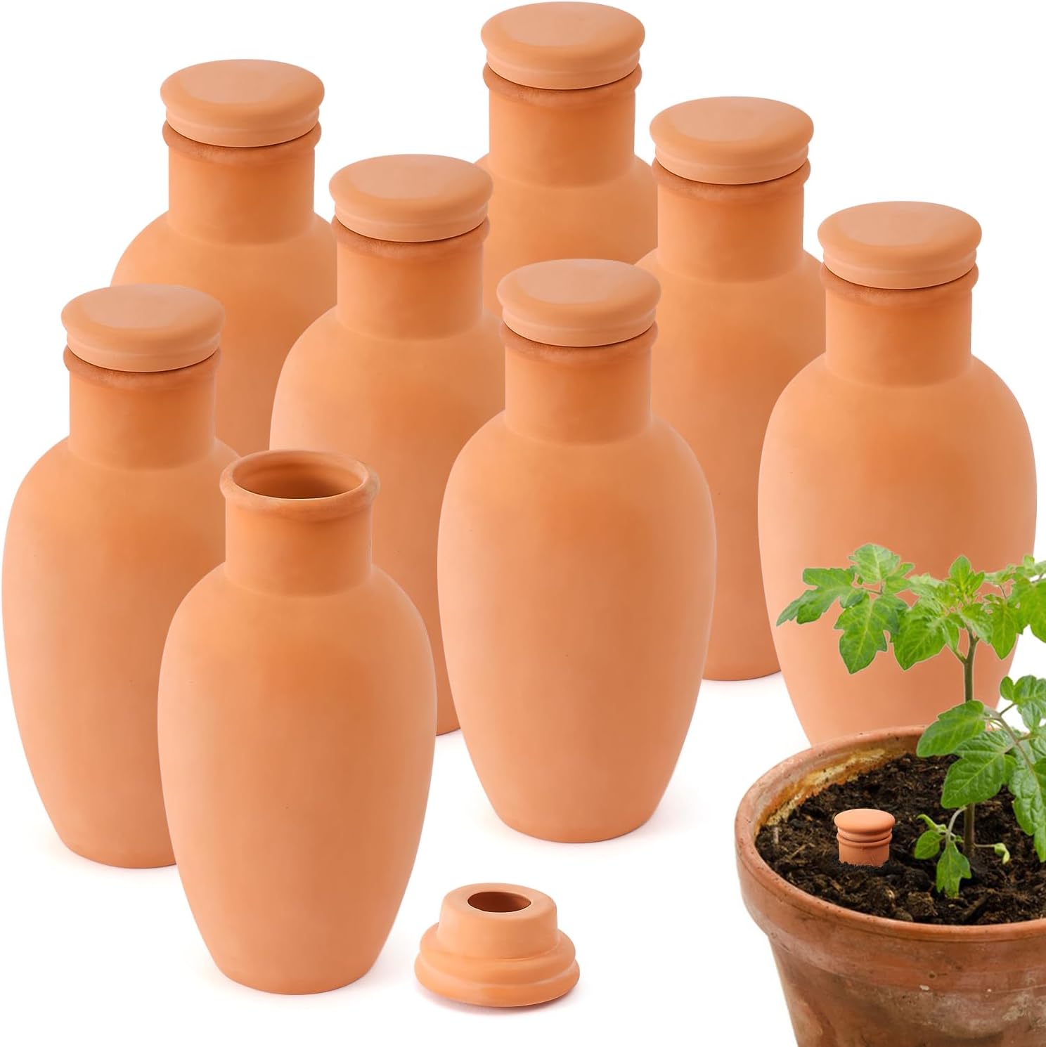 Ollas 8pcs 3.1 * 6inch Terracotta Plant Watering Globes Self Watering Planter Insert Olla Terra Cotta Clay Irrigation Globes